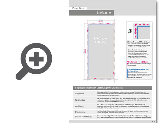 Product Bild briefpapier_din_lang__5_0_farbig__(vorderseite__cmyk_4-farbig_+_1_pantone-sonderfarbe___r__ckseite__unbedruckt)